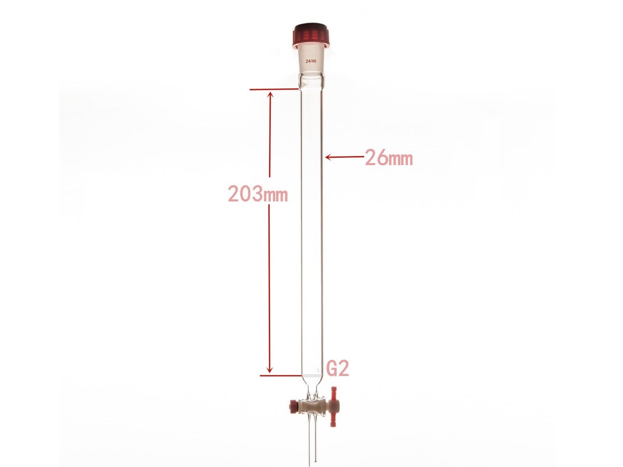 MSE PRO Sand Plate Chromatography Column, External Threads, φ26mm, Effective Length: 203mm - MSE Supplies LLC