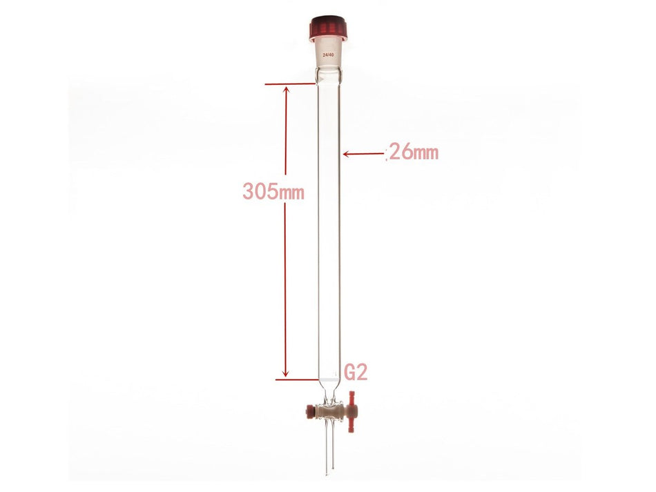 MSE PRO Sand Plate Chromatography Column, External Threads, φ26mm, Effective Length: 305mm - MSE Supplies LLC