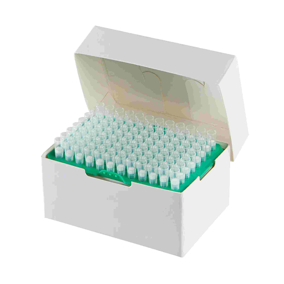 Globe Scientific Posistop Filter Pipette Tip, 200ulgraduated, Greenrack, 96/Rack