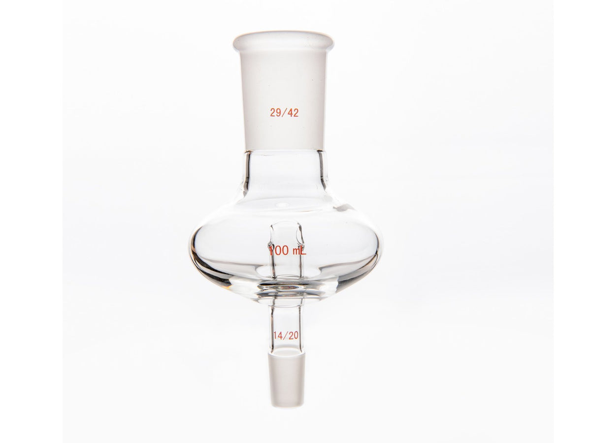 MSE PRO Flat Splash-Proof Balls, Upper Mouth: 29/42, Lower Mouth: 14/20, 100mL - MSE Supplies LLC