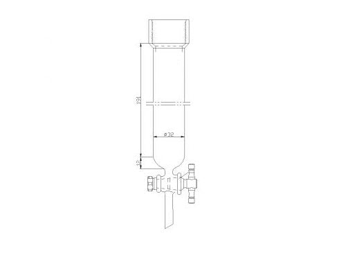 MSE PRO Chromatography Column, 25# Internal Thread, φ32mm, 2mm Aperture, Effective Length: 203mm