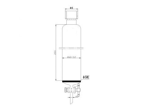 MSE PRO Sand Plate Chromatography Column, 25# Internal Thread, φ60mm, 2mm Aperture, Effective Length: 203mm