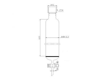 MSE PRO Sand Plate Chromatography Column, 25# Internal Thread, φ60mm, 2mm Aperture, Effective Length: 610mm