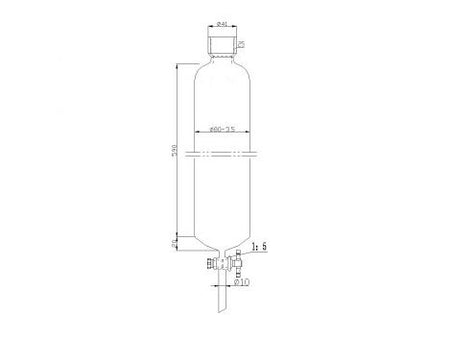 MSE PRO Chromatography Column, 25# Internal Thread, φ80mm, 4mm Aperture, Effective Length: 610mm - MSE Supplies LLC