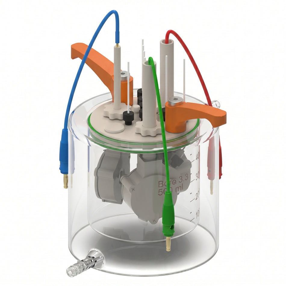 Jacketed Standard Electrochemical Triple Holder Cell Setup AI image
