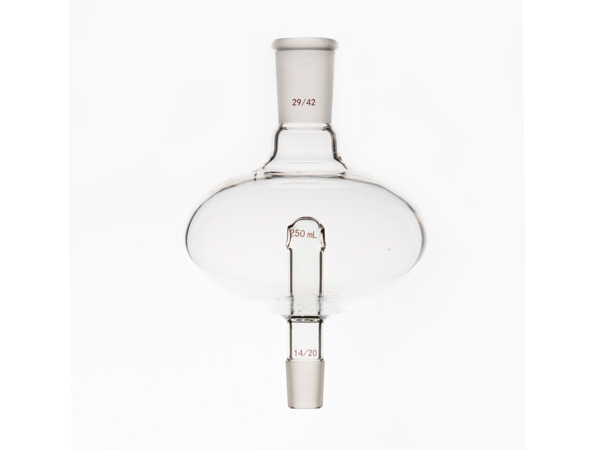 MSE PRO Flat Splash-Proof Balls, Upper Mouth: 29/42, Lower Mouth: 14/20, 250mL - MSE Supplies LLC