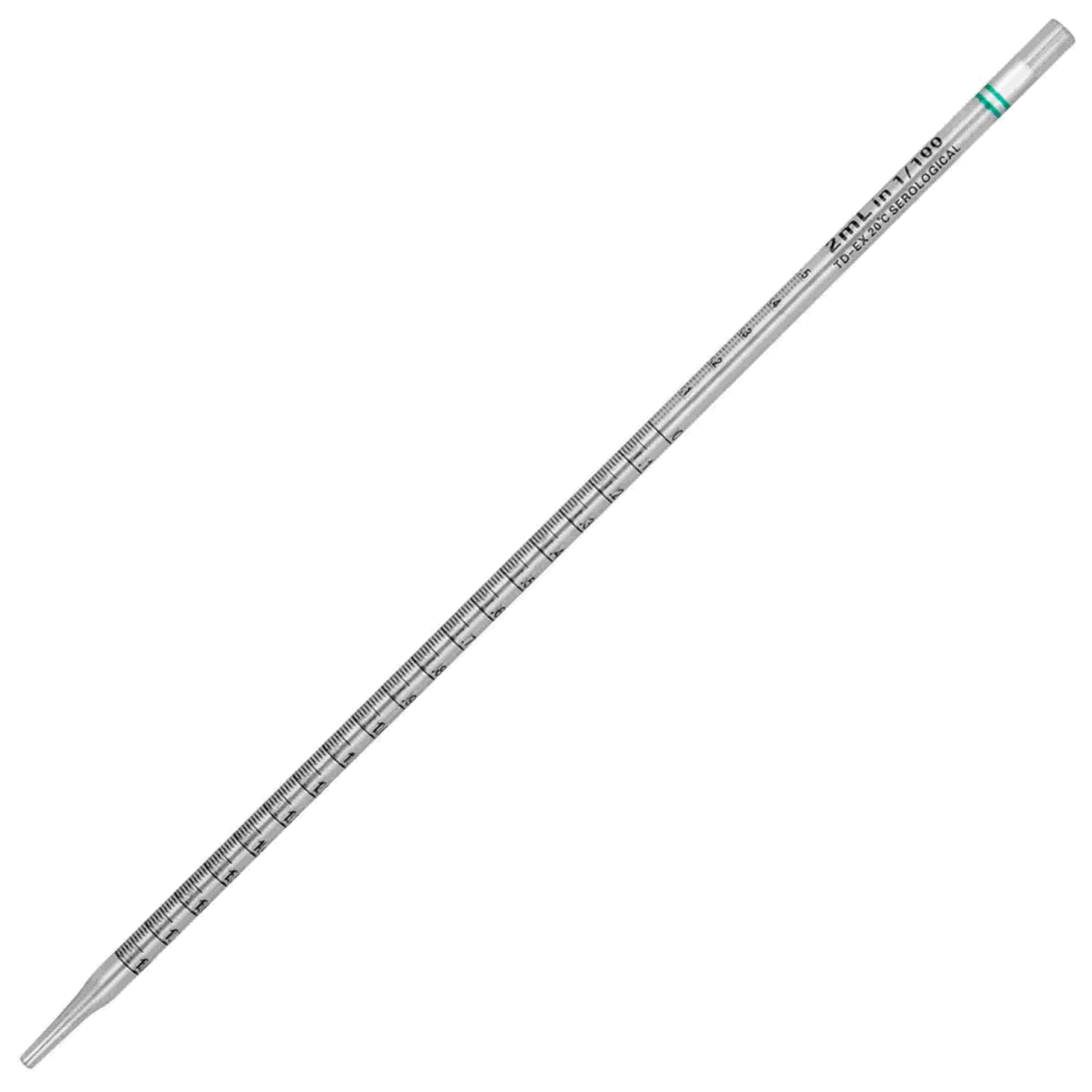 Globe Scientific Serological Pipette, 2ml,25/Pkstandard, Green, PS, N/S