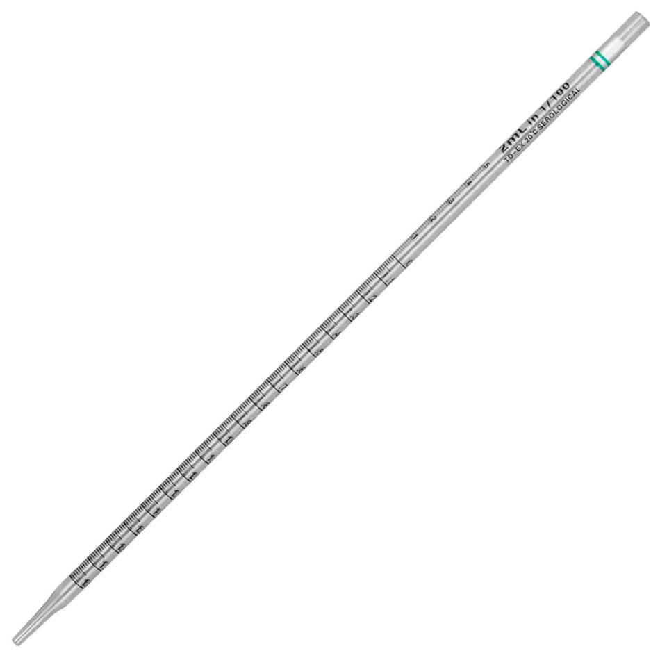 Globe Scientific Serological Pipette, 2ml,25/Pkstandard, Green, PS, N/S