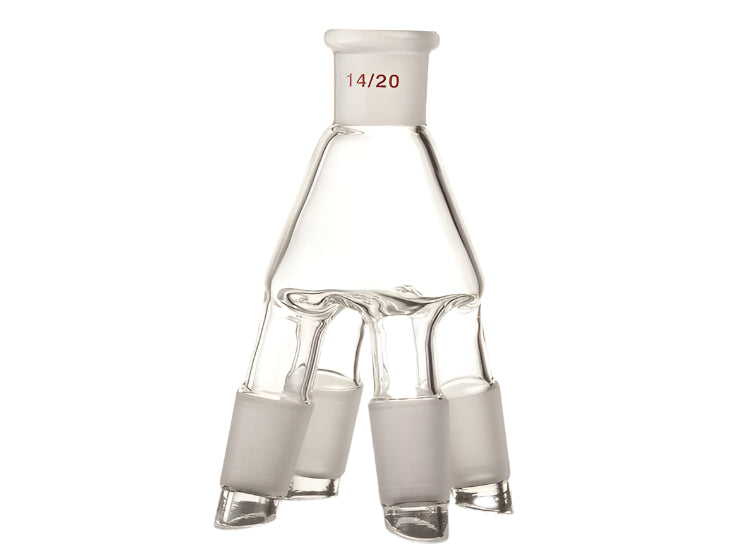MSE PRO Four-Way Distillation Receiving Tube, (Vacuum Receiver) Grinding Mouth: 14/20