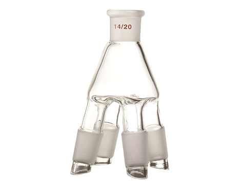 MSE PRO Four-Way Distillation Receiving Tube, (Vacuum Receiver) Grinding Mouth: 14/20