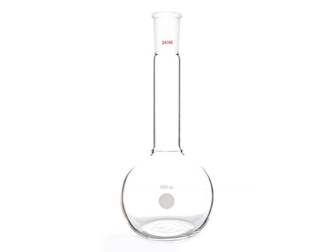 MSE PRO Long Neck Flat Bottom Flask, Grinding Mouth: 24/40, Capacity: 500mL, Neck Length 100mm