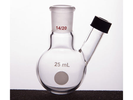 MSE PRO Two-Necked Ball Bottle with Ribbed Mouth, Grinding Mouth: 14/20, 25mL