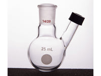 MSE PRO Two-Necked Ball Bottle with Ribbed Mouth, Grinding Mouth: 14/20, 25mL