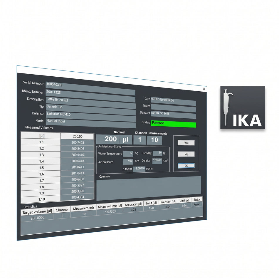 IKA IPCS Pipette Calibration Laboratory Software AI image