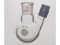 MSE PRO Thermometer Sleeve Round Bottom Flask with Rubber Cap, Capacity: 50mL, Grinding Mouth: 19/22