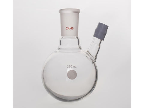 MSE PRO Thermometer Sleeve Round Bottom Flask with Rubber Cap, Capacity: 250mL, Grinding Mouth: 24/40