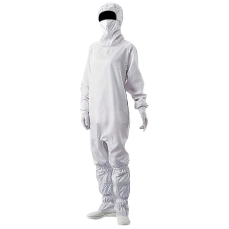 ASPURE Clean Room Wear (Hood, Mask Integral, Hyde Fastener) White M