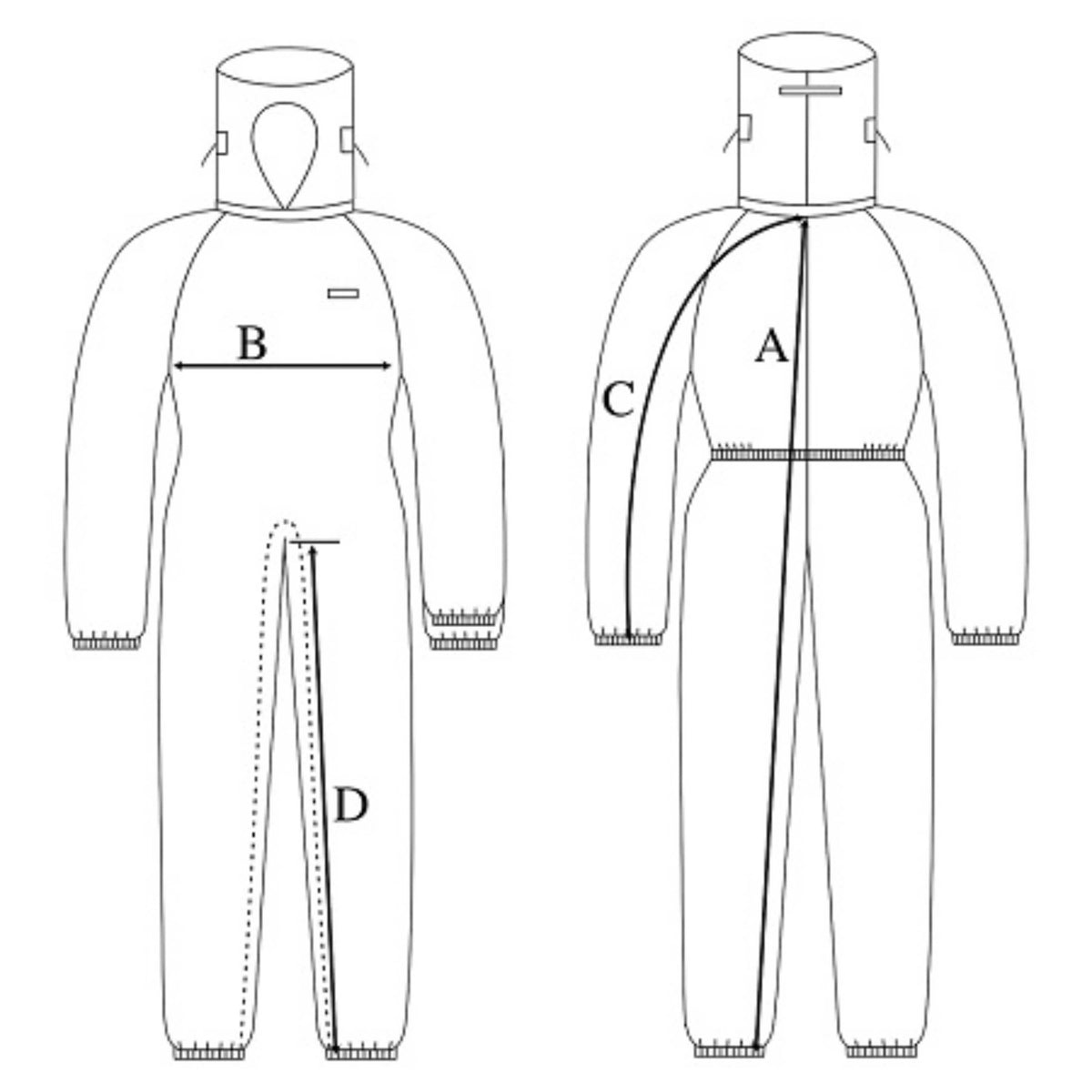 ASPURE Clean Room Wear (Hood, Mask Integral, Hyde Fastener) White L