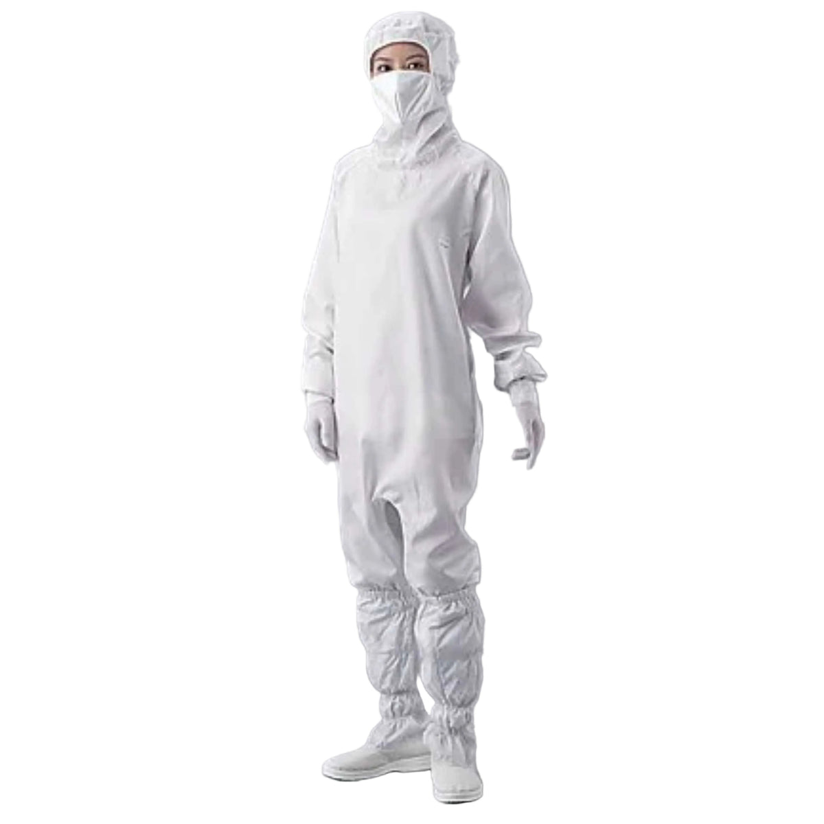 ASPURE Clean Room Wear (Hood, Mask Integral, Hyde Fastener) White L