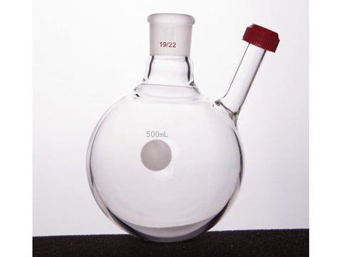 MSE PRO Two-Necked Ball Bottle with Ribbed Mouth, Grinding Mouth: 19/22, 500mL