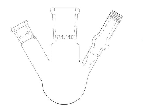 MSE PRO Two-Port Reaction Sphere Bottle with Vent Hole and High Vacuum Valve, Main Port 24/40, Side Port 19/22, Capacity 50mL