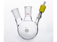 MSE PRO Two-Port Reaction Sphere Bottle with Vent Hole and High Vacuum Valve, Main Port-Side Port 24/40, Capacity 250mL
