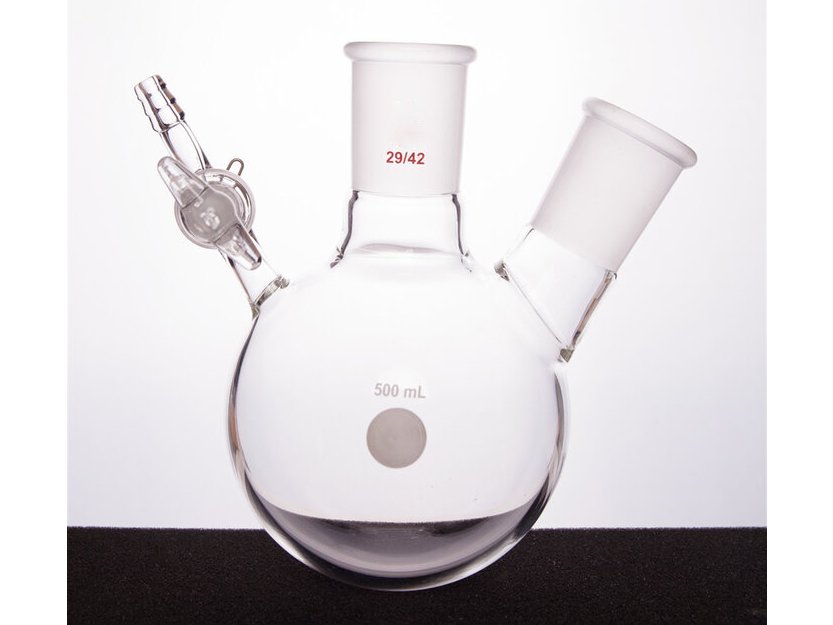 MSE PRO Glass Door Two-Mouth Reaction Bottle, Capacity: 500mL, Main Mouth: 29/42, Side Mouth: 29/42