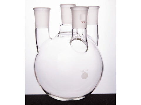MSE PRO Straight Four-Mouth Round Bottom Ball Bottle, Middle Grinding Mouth: 29/42, Side Grinding Mouth: 29/42, 2000mL