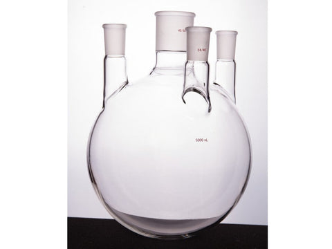 MSE PRO Straight Four-Mouth Round Bottom Ball Bottle, Middle Grinding Mouth: 45/50, Side Grinding Mouth: 24/40, 5000mL