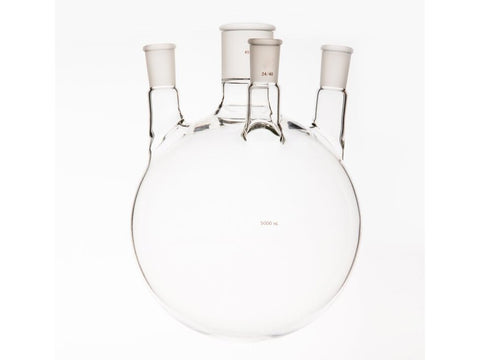 MSE PRO Small Angle Four-Mouth Round Bottom Ball Bottle, Middle Grinding Mouth: 45/50, Side Grinding Mouth: 24/40, 5000mL