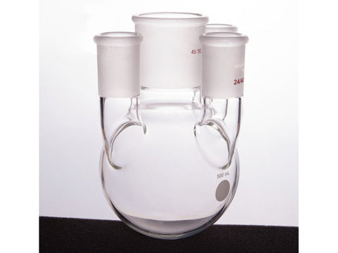 MSE PRO Straight Four-Mouth Round Bottom Ball Bottle, Middle Grinding Mouth: 45/50, Side Grinding Mouth: 24/40, 500mL