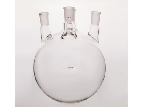 MSE PRO Small Angle Four-Mouth Round Bottom Ball Bottle, Middle Grinding Mouth: 29/42, Side Grinding Mouth: 24/40, 5000mL