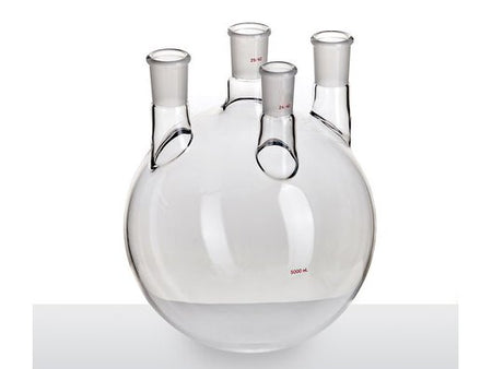 MSE PRO Straight Four-Mouth Round Bottom Ball Bottle, Main Mouth: 29/42, Side Mouth: 29/42, Front Mouth: 24/40, 5000mL