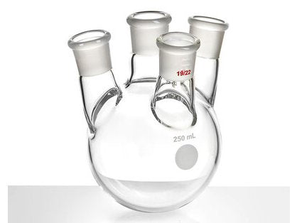 MSE PRO Small Angle Four-Mouth Ball Bottle, Main Mouth: 19/22, Side Mouth: 19/22, Front Mouth: 19/22, 250mL
