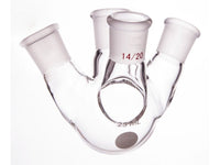 MSE PRO Slanted Four-Mouth Round Bottom Ball Bottle, Middle Grinding Mouth: 14/20, Side Grinding Mouth: 14/20, 25mL