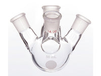 MSE PRO Slanted Four-Mouth Round Bottom Ball Bottle, Middle Grinding Mouth: 14/20, Side Grinding Mouth: 14/20, 50mL