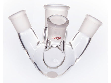 MSE PRO Slanted Four-Mouth Round Bottom Ball Bottle, Middle Grinding Mouth: 19/22, Side Grinding Mouth: 14/20, 25mL