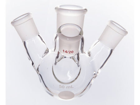 MSE PRO Slanted Four-Mouth Round Bottom Ball Bottle, Middle Grinding Mouth: 24/40, Side Grinding Mouth: 24/40, Front Grinding Mouth: 24/40, 3000mL