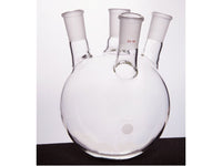 MSE PRO Slanted Four-Mouth Round Bottom Ball Bottle, Middle Grinding Mouth: 24/40, Side Grinding Mouth: 24/40, 2000mL