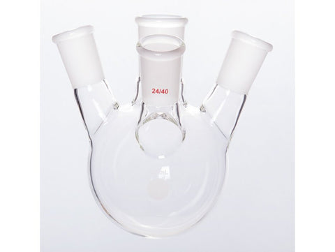 MSE PRO Slanted Four-Mouth Round Bottom Ball Bottle, Middle Grinding Mouth: 29/42, Side Grinding Mouth: 24/40, 500mL