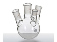 MSE PRO Slanted Four-Mouth Round Bottom Ball Bottle, Middle Grinding Mouth: 29/42, Side Grinding Mouth: 24/40, Front Grinding Mouth: 19/22, 500mL