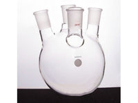 MSE PRO Slanted Four-Mouth Round Bottom Ball Bottle, Main Grinding Mouth: 29/42, Side Grinding Mouth: 29/42, Front Grinding Mouth: 24/40, 3000mL