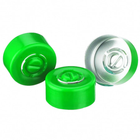 WHEATON® Unlined Aluminum Seal, 13mm, Green, Center Disc Tear-Out