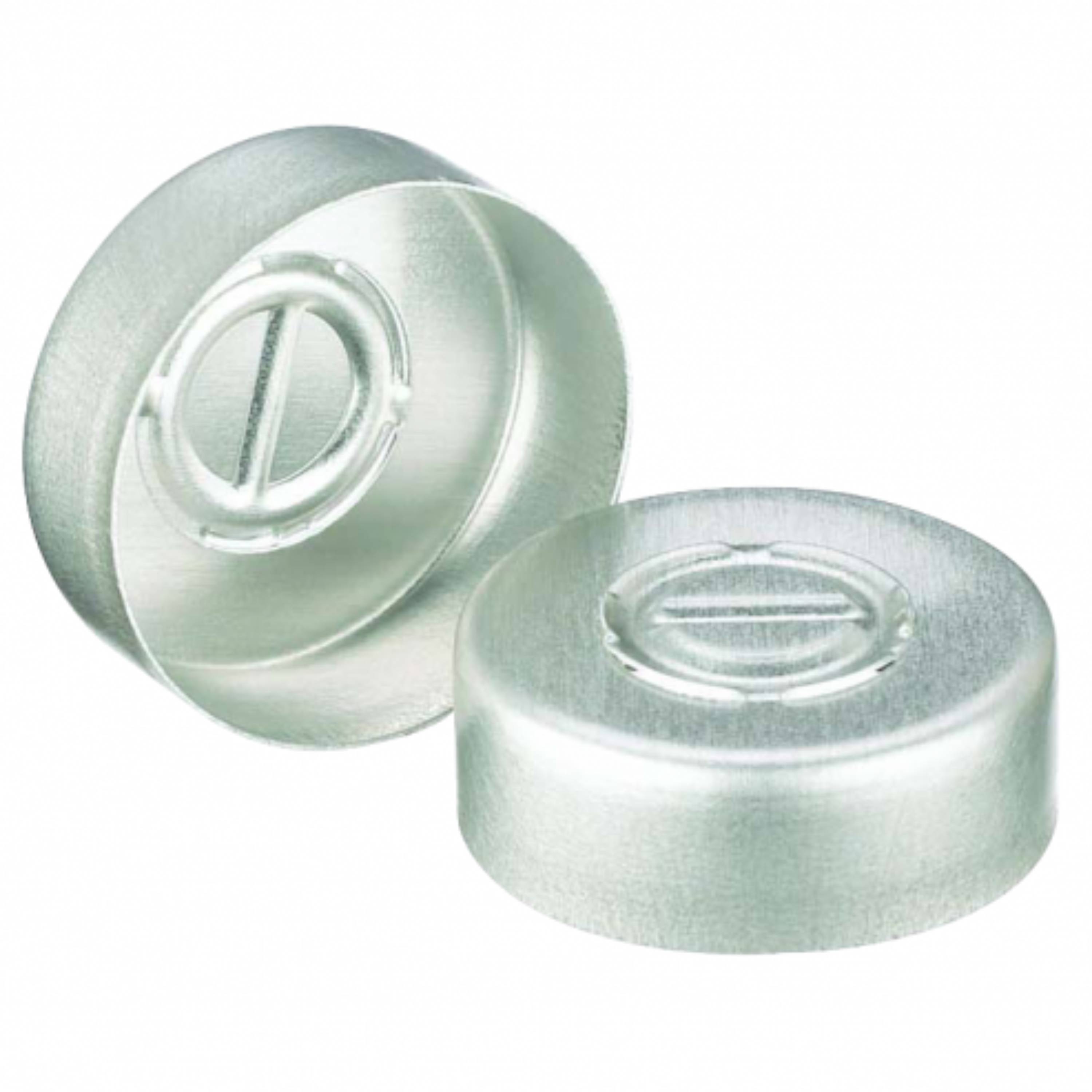 WHEATON® Unlined Aluminum Seal, 20mm, Natural, Center Disc Tear-Out