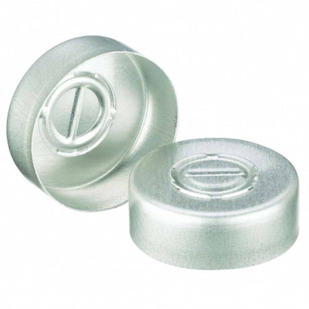 WHEATON® Unlined Aluminum Seal, 20mm, Natural, Center Disc Tear-Out
