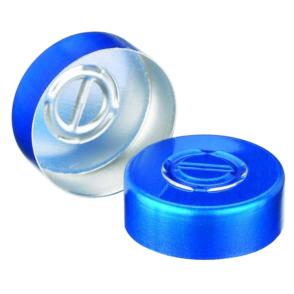 WHEATON® Unlined Aluminum Seal, 20mm, Blue, Center Disc Tear-Out