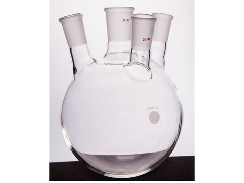MSE PRO Slanted Four-Mouth Round Bottom Ball Bottle, Middle Grinding Mouth: 34/45, Side Grinding Mouth: 24/40, 2000mL