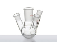MSE PRO Slanted Four-Mouth Round Bottom Ball Bottle, 50mL, Middle Grinding Mouth: 24/40, Side Grinding Mouth: 14/20