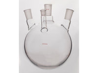 MSE PRO Slanted Four-Mouth Round Bottom Ball Bottle, Middle Grinding Mouth: 24/40, Side Mouth: 24/40, Front Mouth: 14/20, 3000mL