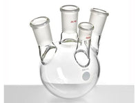 MSE PRO Slanted Four-Mouth Round Bottom Ball Bottle, Middle Grinding Mouth: 24/40, Side Mouth: 24/40, Front Mouth: 19/22, 500mL